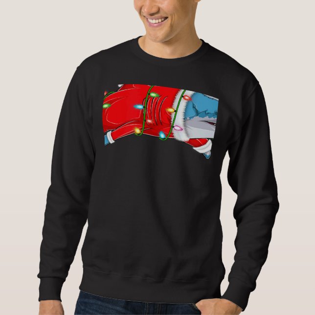 Shark Fish  Christmas Lights Santa Merry Sharkmas  Sweatshirt (Front)