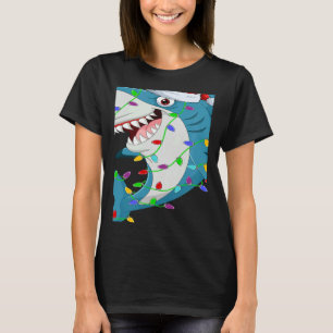 Shark Fish   Christmas Lights Santa Shark Xmas T-Shirt