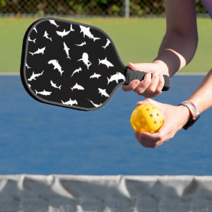 Shark fish white shadow on Dark galaxy Space Pickleball Paddle