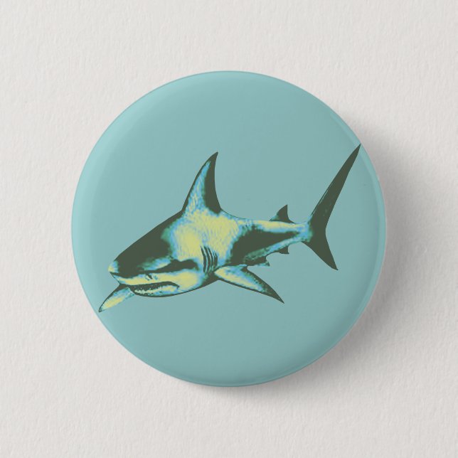 shark fish, wild animals 6 cm round badge (Front)