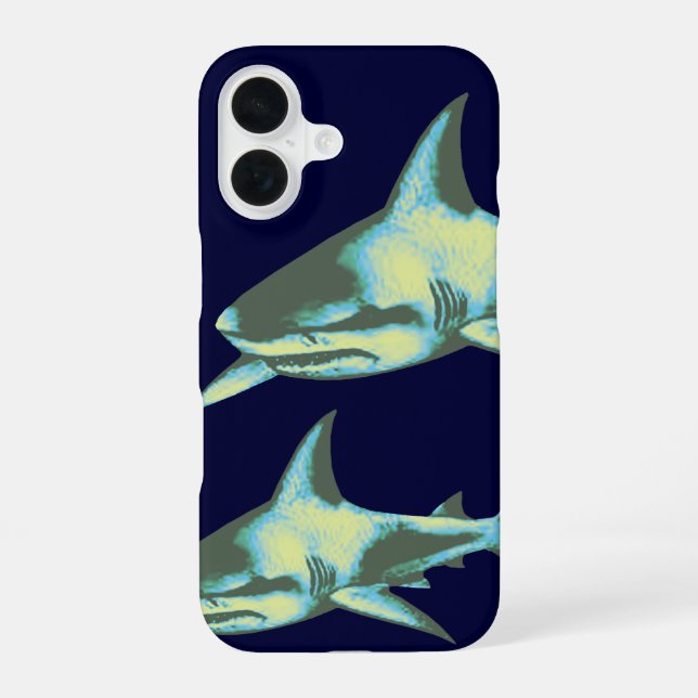 Shark fish, wild animals iPhone 16 case (Back)
