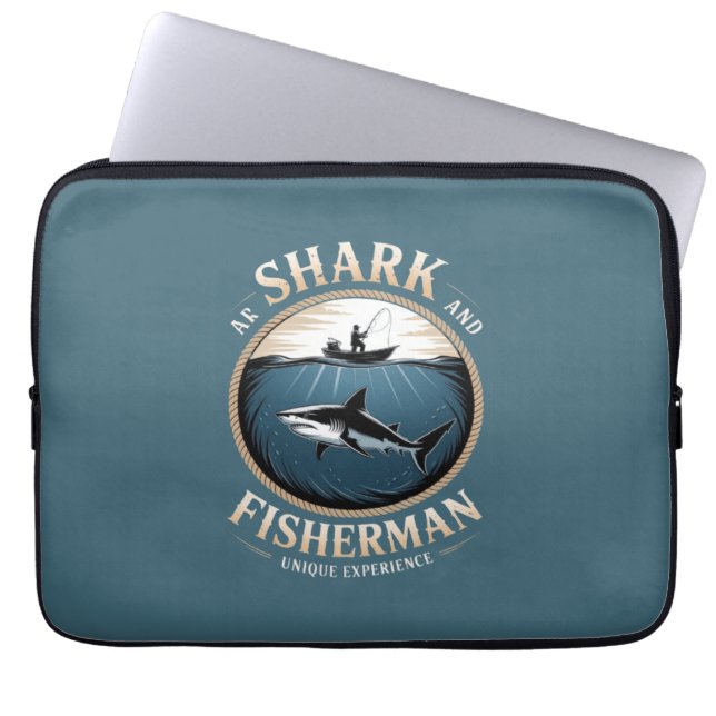 Shark & Fisherman Laptop Sleeve (Front)