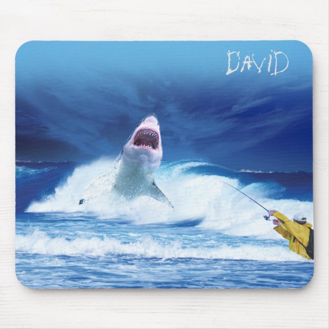 Shark Fisherman Mouse Pad (Front)