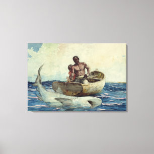 Shark Fishing, 1885 Canvas Print