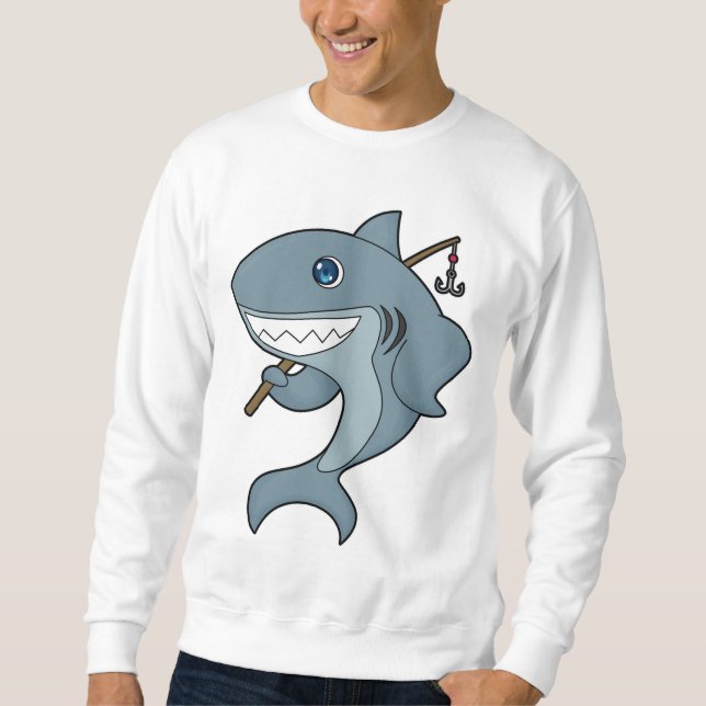 Shark Fishing Fisher Finshing rod Sweatshirt (Front)