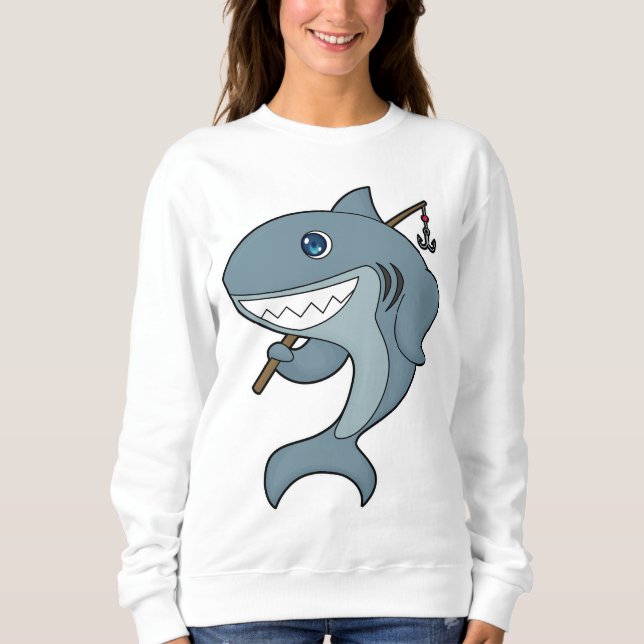 Shark Fishing Fisher Finshing rod Sweatshirt (Front)