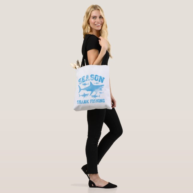 shark fishing season tote bag (On Model)