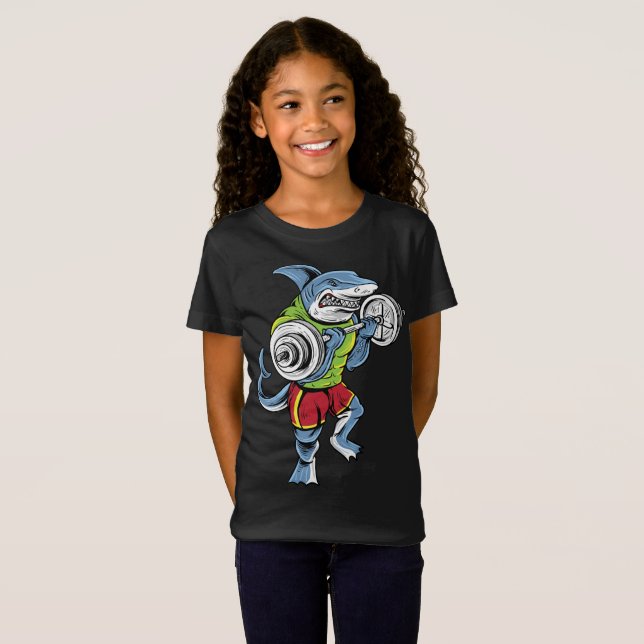 Shark Fitness Funny shirt Rainbow Animals Workout (Front Full)