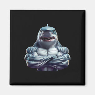 Shark Flexing Fan Lover Bodybuilding Cool Gym Work Magnet