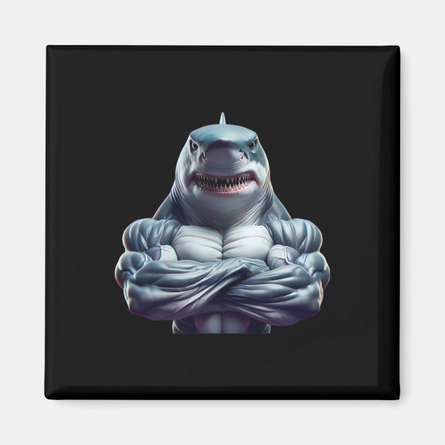 Shark Flexing Fan Lover Bodybuilding Cool Gym Work Magnet (Front)