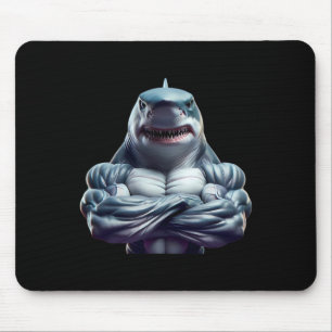 Shark Flexing Fan Lover Bodybuilding Cool Gym Work Mouse Pad