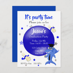 Shark graduation party invitation