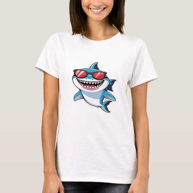 🦈 Shark Graphic T-Shirt – Cool & Fierce Summer St (Front)