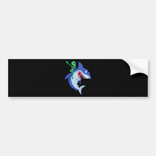 Shark Halloween Skeleton Riding Sharks Lover Funny Bumper Sticker