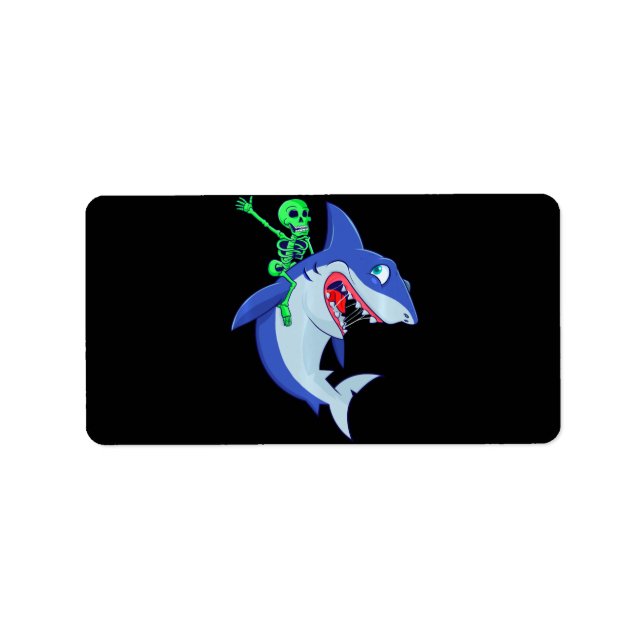 Shark Halloween Skeleton Riding Sharks Lover Funny Label (Front)
