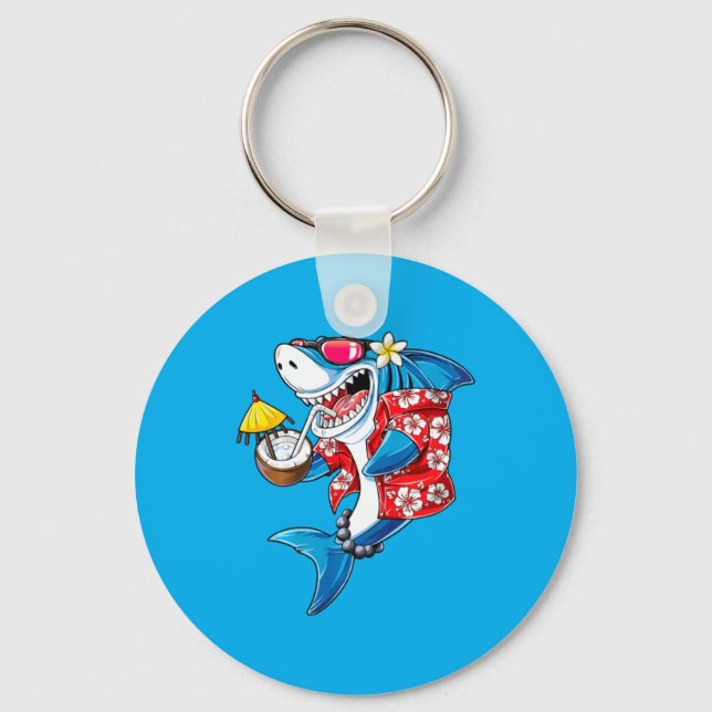 Shark Hawaiian Funny Aloha Hawaii Beach Shark Key Ring (Front)