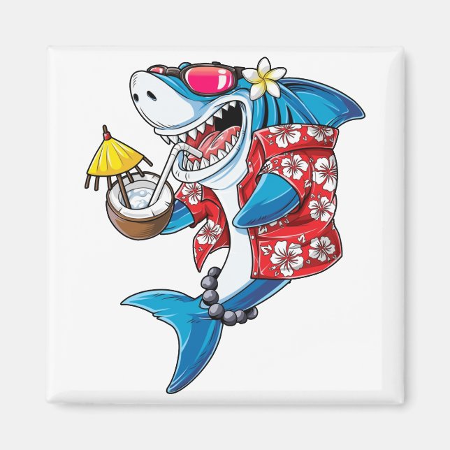 Shark Hawaiian Shirt for Men Women Boys Girls Kids Magnet (Front)