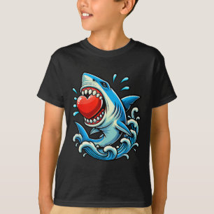 Shark Holding Hearts Valentine's Day Kids Family G T-Shirt