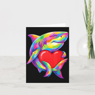 Shark Hugging Valentine Heart Color Critters Rainb Card