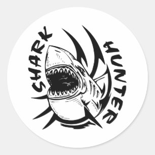 SHARK HUNTER CLASSIC ROUND STICKER