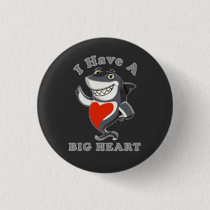 Shark I Have A Big Heart Valentines Day Love  T-Sh 3 Cm Round Badge