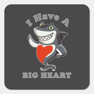 Shark I Have A Big Heart Valentines Day Love  T-Sh Square Sticker