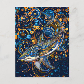 Shark in Aborigine Dot Art Style Postcard