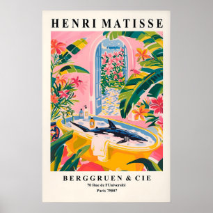 Shark in Bathtub Art Print Funny Tropical Bathroom