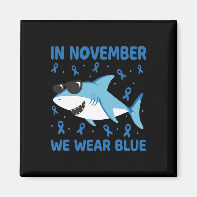 Shark In November We Wear Blue Diabetes Kid Boy To Magnet (Front)