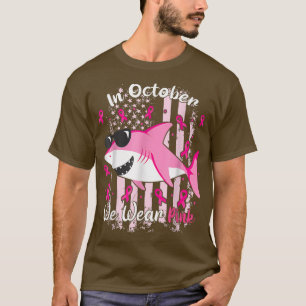 Shark In October We Wear Pink Breast Cancer Kids B T-Shirt