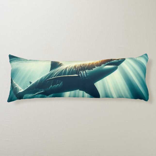 Shark in the deep blue sea & sunlight body cushion (Front)