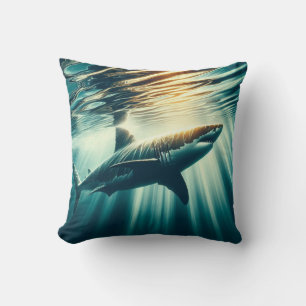 Shark in the deep blue sea & sunlight cushion