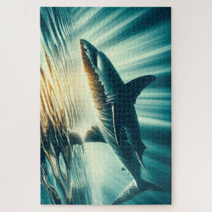 Shark in the deep blue sea & sunlight jigsaw puzzle