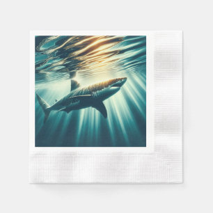 Shark in the deep blue sea & sunlight napkin