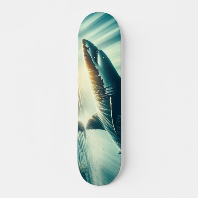 Shark in the deep blue sea & sunlight skateboard (Front)