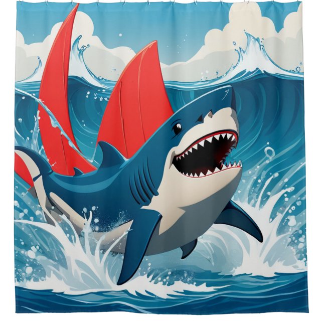 Shark in the Ocean  Shower Curtain (Front)