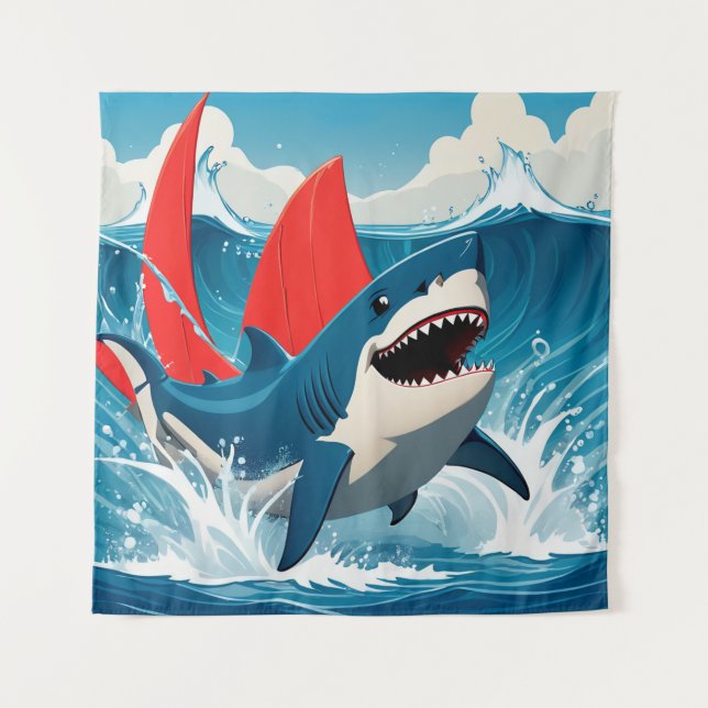Shark in the Ocean  Tapestry (Front)