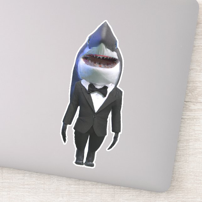 Shark in tux classy cute sticker (Detail)