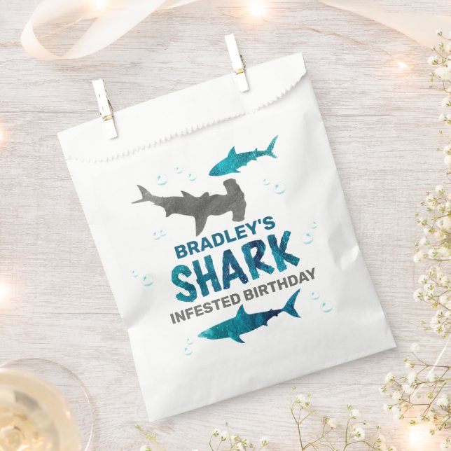 Shark Infested Any Age Birthday Party Favour Bags (Clipped)