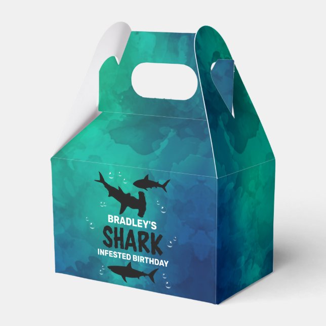 Shark Infested Any Age Birthday Party Favour Box (Front Side)