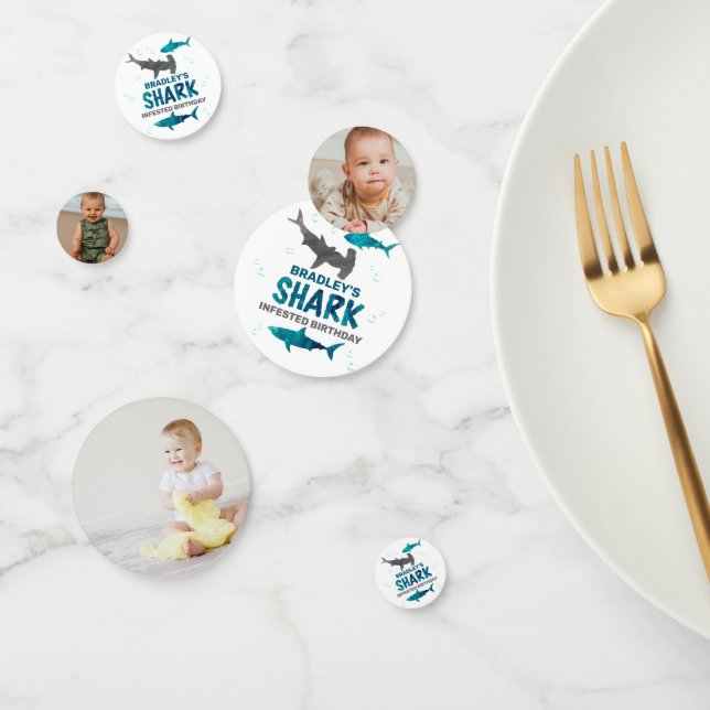 Shark Infested Any Age Birthday Party Photo Confetti (Group)