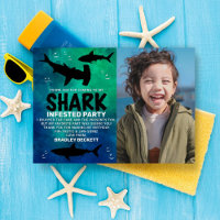 Shark Infested Any Age Birthday Photo Thank You