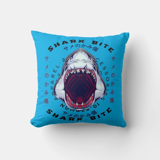 shark japanese style art cool  cushion (Front)
