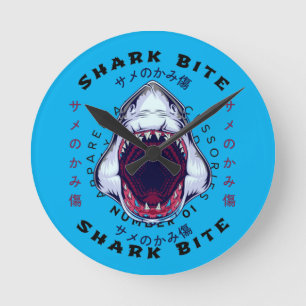 shark japanese style art cool round clock