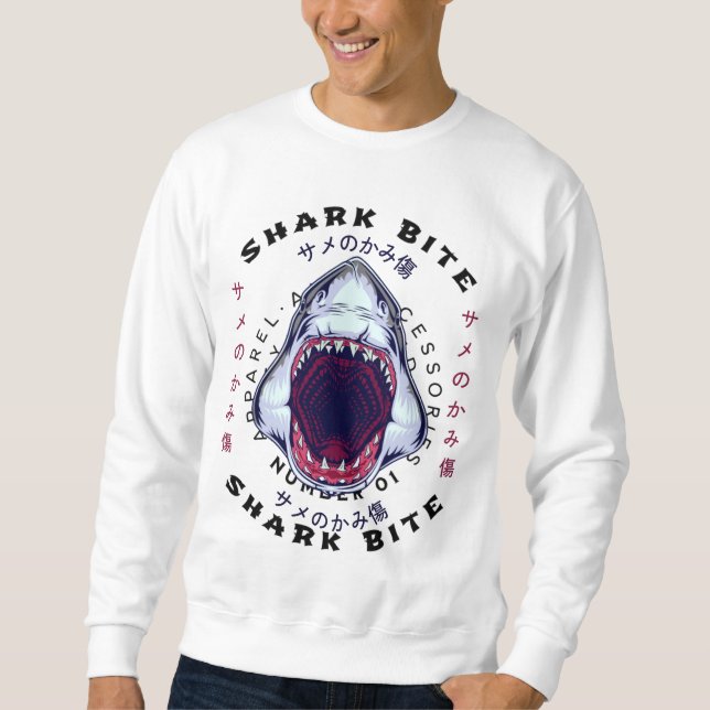 shark japanese style art cool  sweatshirt (Front)