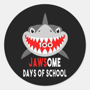 Shark Jawesome 100 Days School Cute Fun Gift Outfi Classic Round Sticker