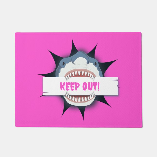 Shark Keep Out Warning Editable Doormat (Front)