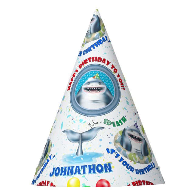 Shark Kids Birthday Party Hat (Front)
