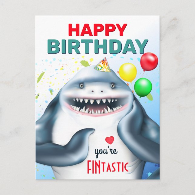 Shark Kids Birthday Postcard (Front)
