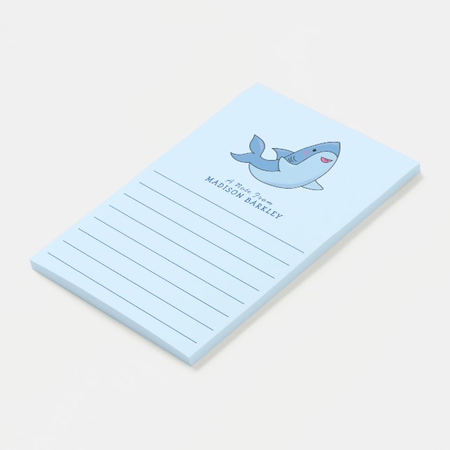 Shark Kid's Cute Kawaii Post-it Notes (Angled)